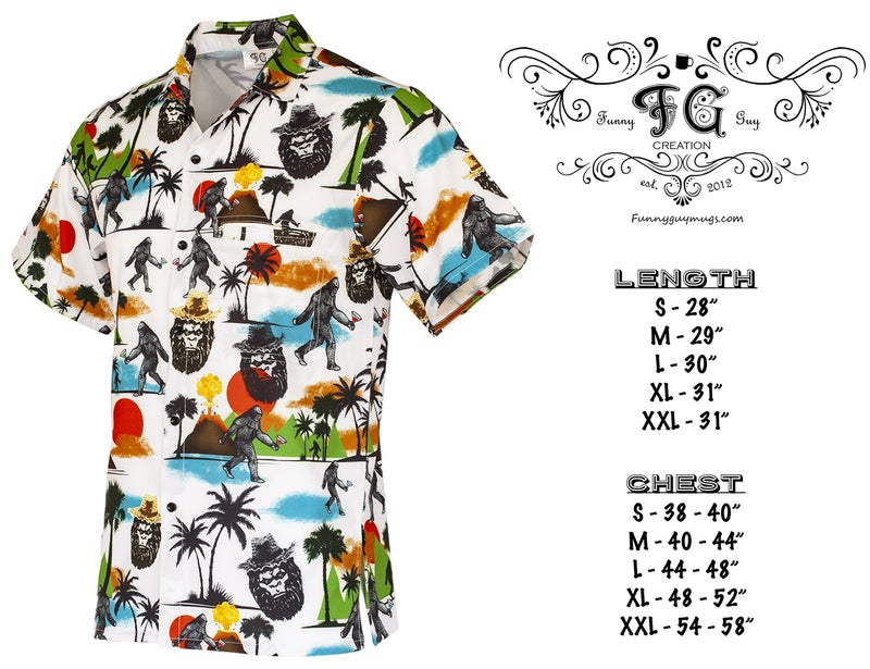 Funny Guy Mugs Mens Bigfoot Hawaiian Print Button Down Short Sleeve Shirt, Large - Image 5